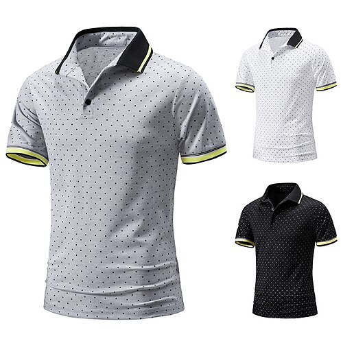 

Per uomo Polo Camicia da golf Golf Esterno Giornaliero Bavero Maniche corte Moda Essenziale A pois Pulsante frontale Stampa Estate Primavera Nero Bianco Grigio Polo