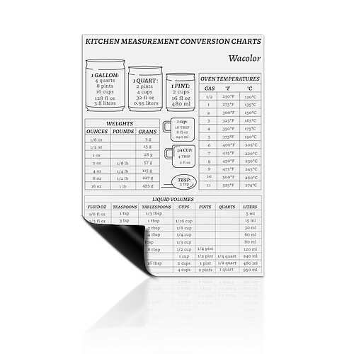 Kitchen Conversion Chart Magnet - Imperial & Metric to Standard Conversion  Chart Decor Cooking Measurements for Food - Measuring Weight, Liquid