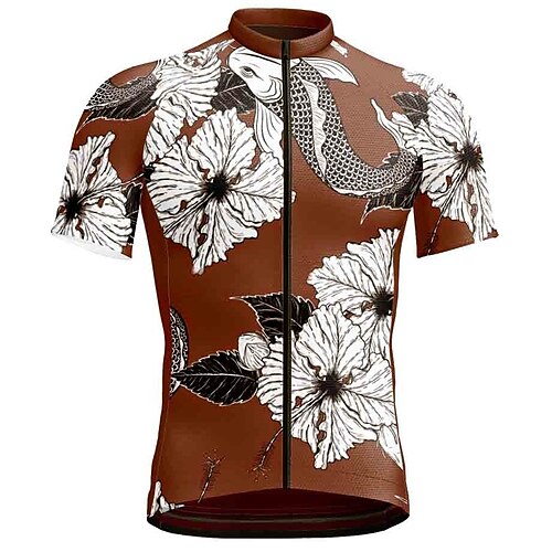 

Homme Maillot Velo Cyclisme Manche Courte Cyclisme Maillot avec 3 poches arrière VTT Vélo tout terrain Cyclisme Séchage rapide Décorations Réfléchissantes Anti-transpiration Marron Botanique Floral