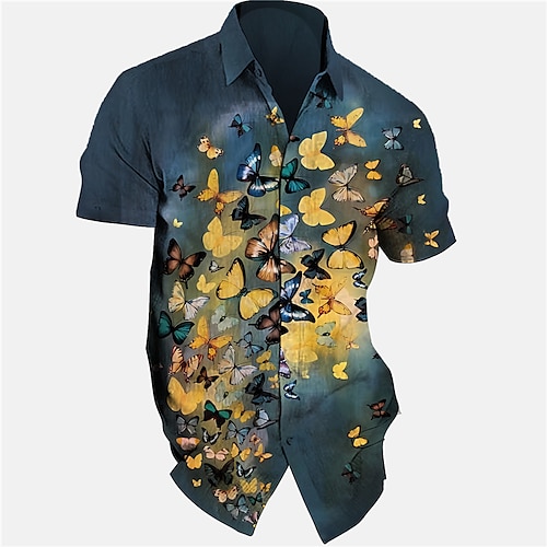 

Per uomo Camicia hawaiana Farfalla Stampe astratte Collo ripiegabile Blu Grigio Strada Informale Maniche corte Bottone giù Stampa Abbigliamento Di tendenza Streetwear Originale Morbido