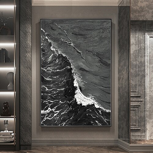 

mintura artesanal textura grossa pinturas a óleo de onda do mar sobre tela decoração de arte de parede imagem abstrata moderna para decoração de casa pintura sem moldura enrolada