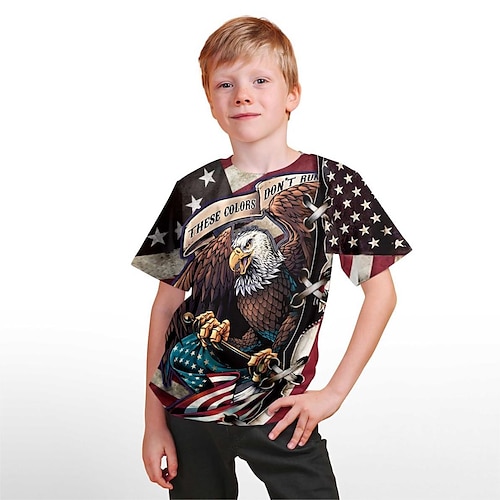 

Bambino Da ragazzo maglietta Tee Pop art Manica corta Girocollo Top bambini Informale Stampa 3D Giornaliero Estate Nero 4 anni