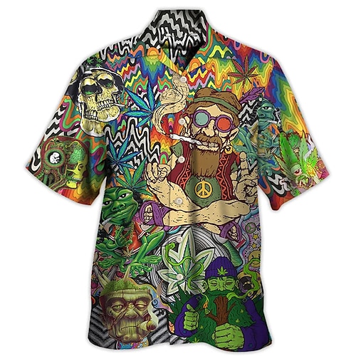 

Hombre Camisa camisa hawaiana Abstracto Estampados Collar Cubano Verde Trébol Casual Hawaiano Manga Corta Abotonar Estampado Ropa Deportes Moda Ropa de calle Design