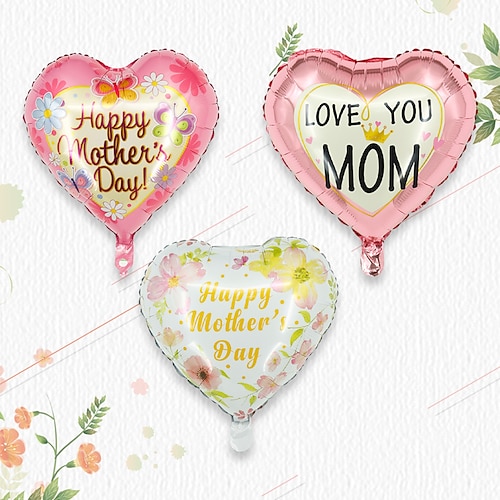 

3pcs Mother's Day heart-shaped aluminum film balloon