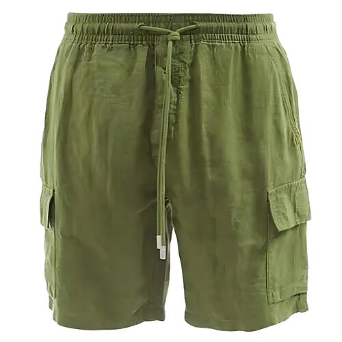 

Herre Shorts Lin Shorts Sommershorts Snorer Elastisk midje Multi lomme عادي Komfort Pustende Kort Avslappet Ferie Ut på byen Lin / bomullsblanding Mote Gatemote Grønn