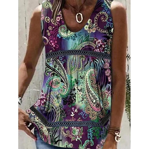 

Damen Tank Top Weiß Hellgrün Rote Blumen Punkt Bedruckt Ärmellos Casual Festtage Basic V Ausschnitt Standard Blume S