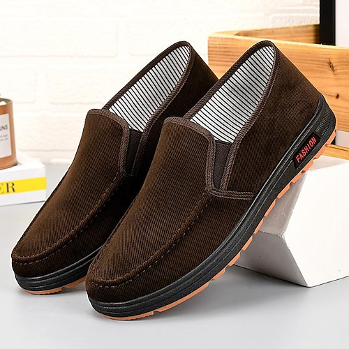 

Hombre Zapatos de taco bajo y Slip-On Zapatos Confort Zapatillas sin cordones Mocasines de Tela Vintage Casual Exterior Diario Tela Transpirable Negro Marrón Café Verano Primavera