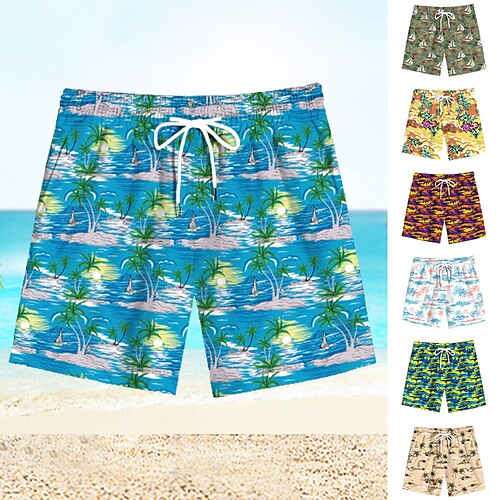 

Herre Surf shorts Letvægt Hurtigtørrende Surf shorts Surfing Strand Ternet Hældning Trykt Sommer Forår