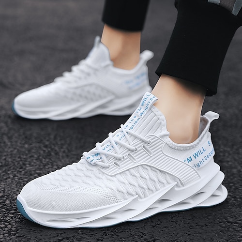 

Men's Sneakers Sporty Look Comfort Shoes Flyknit Shoes Casual Outdoor Daily Running Shoes Tissage Volant Breathable Black Red Black white White Summer Spring