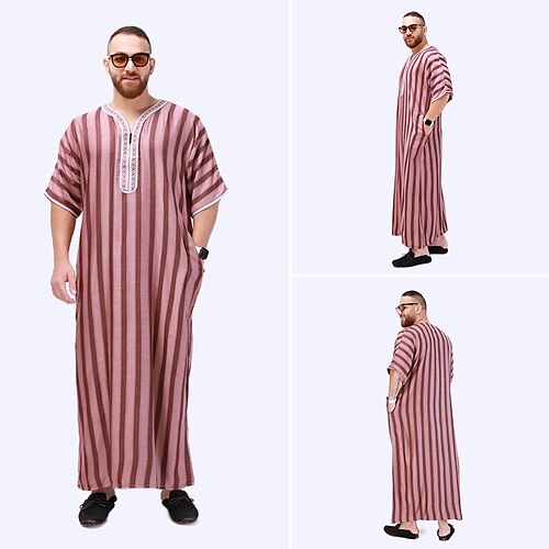 

árabe musulmán Adultos Hombre Religioso árabe saudita Túnica Thobe / Jubba Para Poliéster Ramadán Leotardo / Pijama Mono