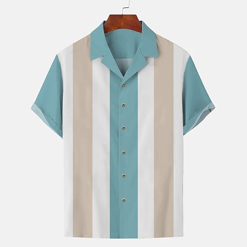 

Per uomo Camicia Camicia da bowling Camicia con bottoni Camicia estiva Maglietta informale Verde chiaro Blu marino scuro Verde Maniche corte A strisce Bavero Strada Da mare Stampa Abbigliamento Di