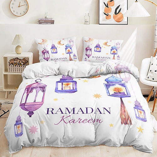 

3d ramadan housse de couette ensembles de literie housse de couette avec 1 housse de couette ou couvre-lit, 1 feuille, 2 taies d'oreiller pour double/reine/roi (1 taie d'oreiller pour jumeau/simple)