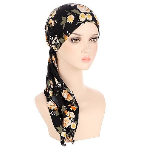

muslimsk printet hijabhat til kvinder turban hårpleje kasket indisk hue blomst hoved wrap tørklæde cover hårtab hovedbeklædning motorhjelm ny