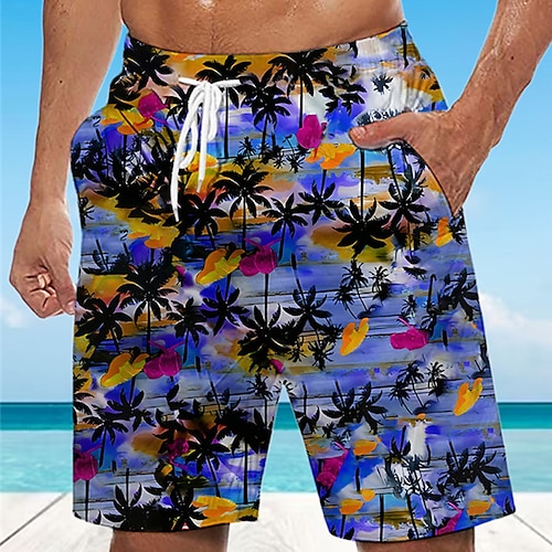 

Herre Surf shorts Badeshorts Snørelukning med mesh-for Elastisk Talje Kokos palme Grafiske tryk Hurtigtørrende Korte Afslappet Daglig Ferie Hawaiiansk Boheme Blå Lyseblå Mikroelastisk