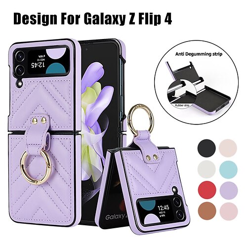 

telefon Etui Til Samsung Galaxy Bagcover Z Flip 4 Z Flip 3 Bærbar Helkropsbeskyttelse Anti-tabt Ensfarvet TPU PU Læder