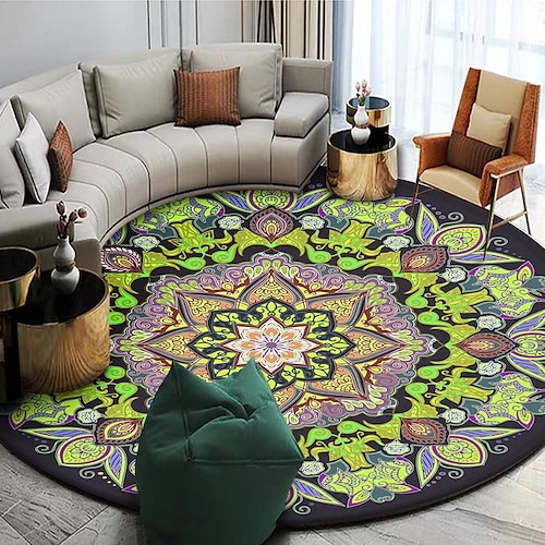 

Alfombra de mandala redonda persa para estancia en familia, estilo étnico, dormitorio, sala de estar, alfombra para mesa de café, alfombrilla para suelo