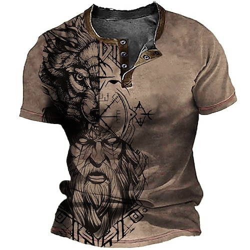 

Per uomo Camicia Henley Magliette Pop art Animali Henley Abbigliamento Stampa 3D Esterno Informale Manica corta Bottone giù Stampa Di tendenza Originale Comodo