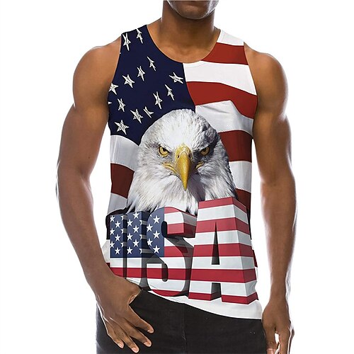 

Herre Vest Top Ærmeløs T-shirt til mænd Grafisk Nationalflag Rund hals Tøj 3D-udskrivning Daglig Sport Uden ærmer Trykt mønster Mode Designer Muskel