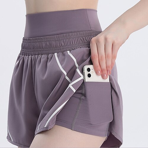 

Per donna Pantaloncini da corsa Pantaloncini da palestra Tasche laterali 2 in 1 Pantaloni Sportivo Athleisure Elastene Fasciante in vita Traspirante Traspirazione umidità Fitness Allenamento in