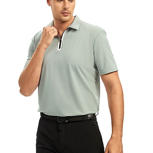 

Herre Zip Polo POLO Trøje Afslappet Sport Ribbet polokrave Klassisk Kortærmet Basale Bekvem Vanlig Lynlås Sommer Lyseblå Sort Hvid Rød Navyblå Lys Skifer Grå Zip Polo