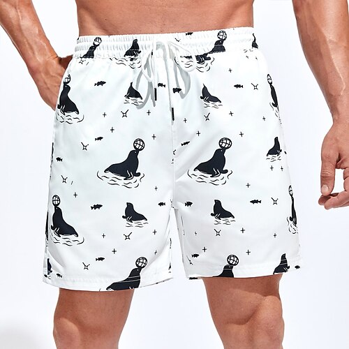 

Herre Surfeshorts Badeshorts Sommershorts Strandshorts Snorer med mesh fôr Elastisk midje Dyr Grafiske trykk Hurtigtørkende Kort Avslappet Daglig Ferie Bohem Hawaiisk Hvit Mikroelastisk