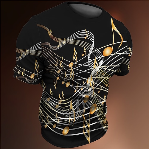 

Per uomo maglietta Magliette Pop art Note musicali Girocollo Abbigliamento Stampa 3D Esterno Informale Manica corta Stampa Di tendenza Originale Vintage