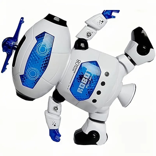 Musical Walking Dancing Robot Toy For Kids Flashing Lights 360 Body Spinning Toddlers Boys Girls Fun Toy Figure (Model 1)