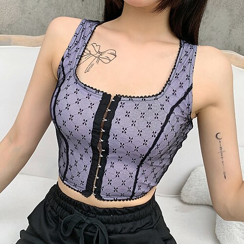 

dame tank top crop top åben front top tee t-shirt blonde y2k street style klubtøj sommer