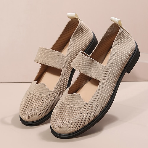 

Dame Slip-Ons Plus størrelse Daglig Lave hæle Rund Tå Afslappet Elastisk stof Hjemmesko Helfarve Mandel Sort Lys pink