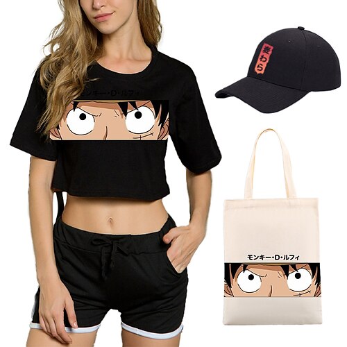 

One Piece Abe D. Luffy T-shirt Shorts Baseball kasket Trykt mønster Grafisk Taske Shorts Hat Til Dame Voksne Varmstempling 100% Polyester Afslappet / Hverdag