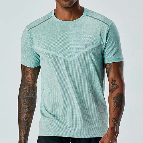 

Herre Trekking T-shirt Kortærmet Rund hals T-shirt Udendørs Åndbart Blød Svedreducerende Bekvem Polyester Sort Lys Grøn militærgrøn Fiskeri Klatring Strand