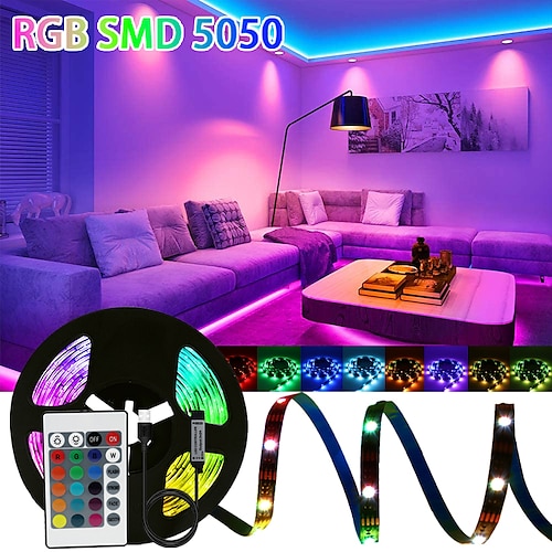 

faixa de luz rgb com controle remoto sala corredor quarto quarto iluminação decorativa 30/60/90/150leds 1/2/3/5m