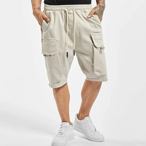 

Homens Shorts ativos Bermuda Cargo Calção Bolsos Tecido Côr Camuflagem Conforto Respirável Ao ar livre Diário Para Noite Moda Roupa de rua Exército verde Preto