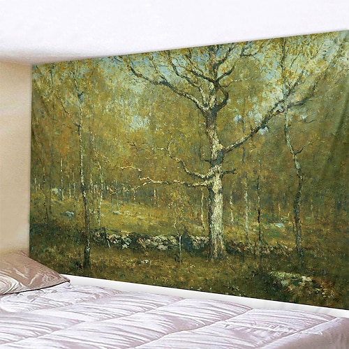 

pittura a olio foresta parete arazzo arredamento arte coperta tenda appesa casa camera da letto soggiorno decorazione