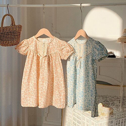 

Bambino Da ragazza Vestito Pop art Vestito Scuola Girocollo Manica corta stile sveglio Vestito 3-7 anni Estate Rosa Blu