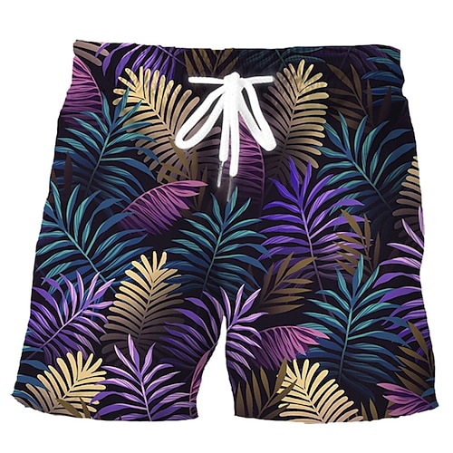 

Herre Surfeshorts Badeshorts Sommershorts Strandshorts Snorer med mesh fôr Elastisk midje Blad Planter Grafiske trykk Hurtigtørkende Kort Avslappet Daglig Ferie Bohem Hawaiisk Mørkegrønn Lilla