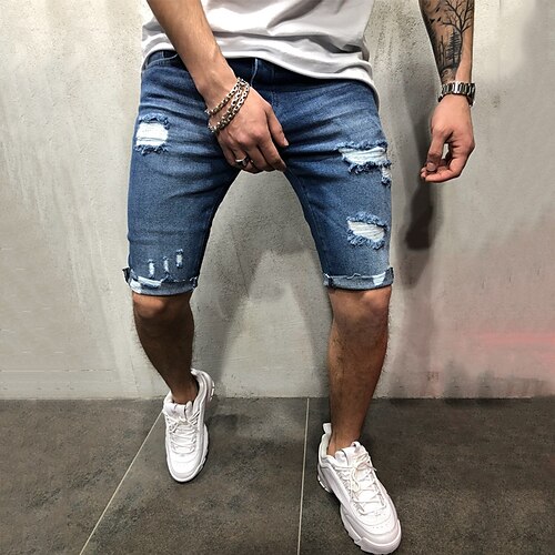 

Herre Jeans Dongerishorts Jeans i mørk vask Jean Shorts Lomme dratt عادي Komfort Anvendelig Knelengde Daglig Ferie Ut på byen Denimstoff Stilfull Klassisk Mager Blå