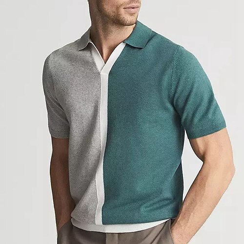 

Per uomo POLO Polo in maglia Informale Giornaliero Bavero Maniche corte Moda Classico Collage Collage Estate Verde POLO