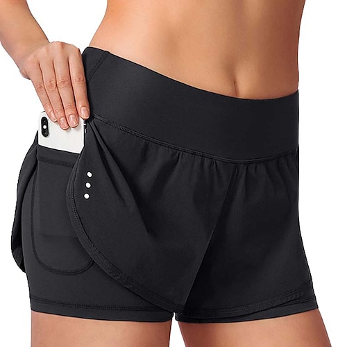 

Per donna Pantaloncini da corsa Pantaloncini da palestra 2 in 1 con tasca per telefono Pantaloni Sportivo Athleisure Riflessivo Traspirante Morbido Fitness Allenamento in palestra Maratona