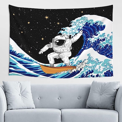 

Tapiz colgante de astronauta para surf, arte de pared, tapiz grande, decoración mural, fotografía, telón de fondo, manta, cortina, hogar, dormitorio, sala de estar, decoración