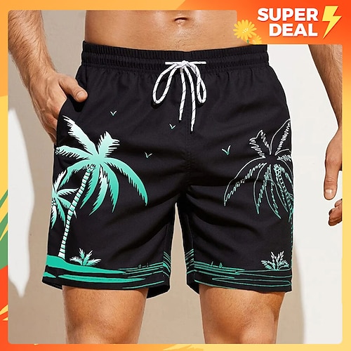 

Hombre Pantalones de Surf Pantalones de Natación Boxers de Natación Pantalones cortos de verano Pantalones cortos de playa Correa con forro de malla Cintura elástica Graphic Árbol de coco