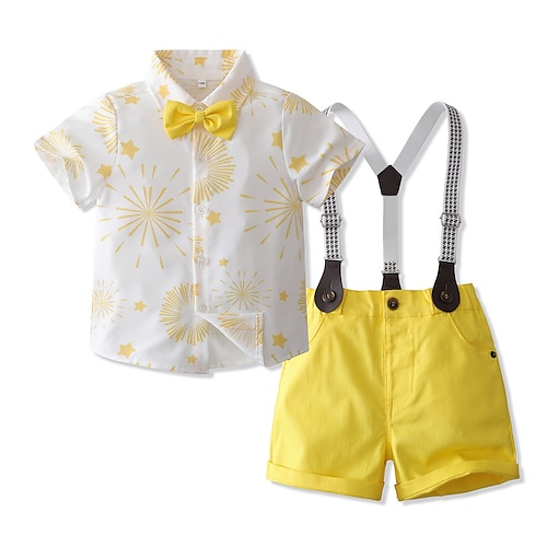 

2 deler Baby Gutt T-skjorter og shorts Antrekk Grafisk Kortermet Sett utendørs Grunnleggende Sommer 3-7 år Hvit