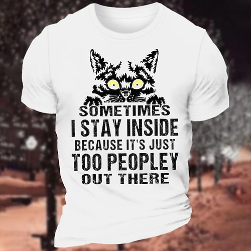 

Herre T-shirt Grafiske T-shirts Cool skjorte Dyr Kat Bogstaver Grafiske tryk Rund hals Varm Stempling Gade Ferierejse Kort Ærme Trykt mønster Tøj Designer Basale Moderne Moderne