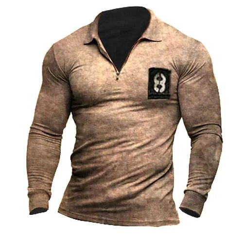 

Per uomo POLO Camicia da golf Golf Informale Per eventi Bavero Chiusura lampo quarto Manica corta Di tendenza Essenziale Liscio Chiusura lampo quarto Estate Standard Marrone POLO