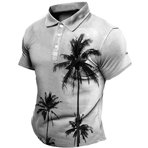 

Herre POLO Trøje Golftrøje Kokos palme Grafiske tryk Aftæpning Grå udendørs Gade Kort Ærme Knap ned Trykt mønster Tøj Sport Mode Gade Designer
