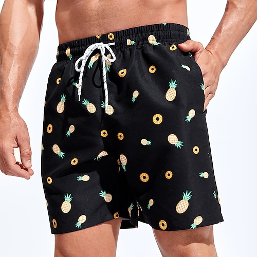 

Herre Surf shorts Badeshorts Sommer shorts Strandshorts Snørelukning med mesh-for Elastisk Talje Frugt Ananas Grafiske tryk Hurtigtørrende Korte Afslappet Daglig Ferie Boheme Hawaiiansk Sort