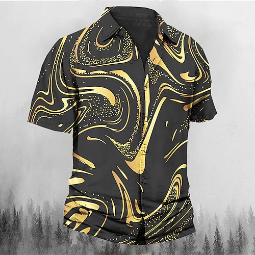 

Per uomo Camicia Gradiente Stampe astratte Collo ripiegabile Argento Blu Oro Esterno Strada Maniche corte Stampa Abbigliamento Di tendenza Streetwear Originale Morbido