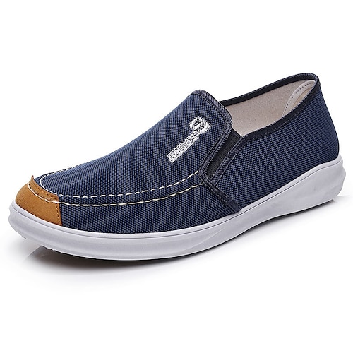 

Hombre Zapatos de taco bajo y Slip-On Zapatos Confort Clásico Casual Exterior Diario Zapatos de Paseo Tela Transpirable Azul Piscina Gris Eslogan Verano