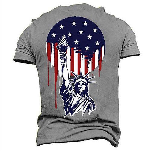 

Herre T-shirt T-Shirts Grafisk Amerikansk flag Rund hals Tøj 3D-udskrivning udendørs Afslappet Kortærmet Trykt mønster Årgang Mode