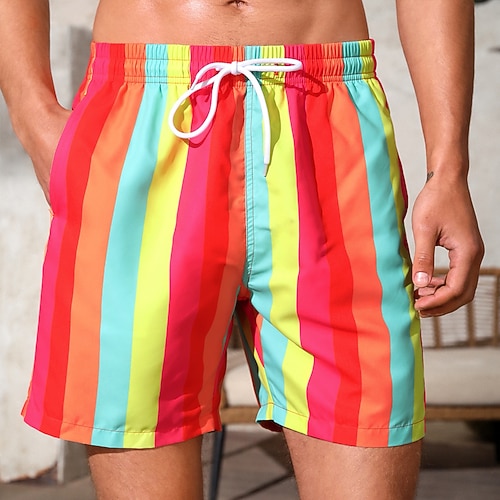 

Herre Surf shorts Badeshorts Sommer shorts Strandshorts Snørelukning med mesh-for Elastisk Talje Stribe Grafiske tryk Hurtigtørrende Korte Afslappet Daglig Ferie Boheme Hawaiiansk Rød Mikroelastisk